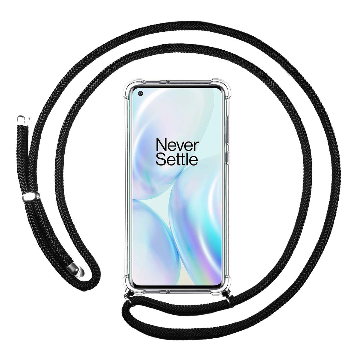 Funda Colgante Transparente para OnePlus 8 con Cordon Negro