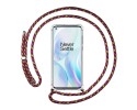 Funda Colgante Transparente para OnePlus 8 con Cordon Rosa / Dorado
