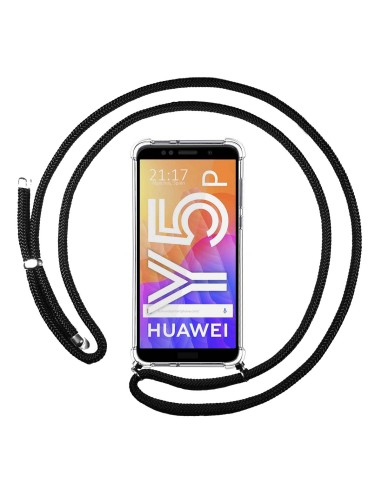 Funda Colgante Transparente para Huawei Y5p con Cordon Negro