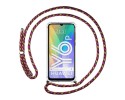Funda Colgante Transparente para Huawei Y6p con Cordon Rosa / Dorado