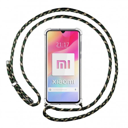 Funda Colgante Transparente para Xiaomi Mi Note 10 Lite con Cordon Verde / Dorado