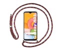 Funda Colgante Transparente para Samsung Galaxy A01 con Cordon Rosa / Dorado