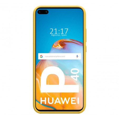 Funda Silicona Líquida Ultra Suave para Huawei P40 color Amarilla