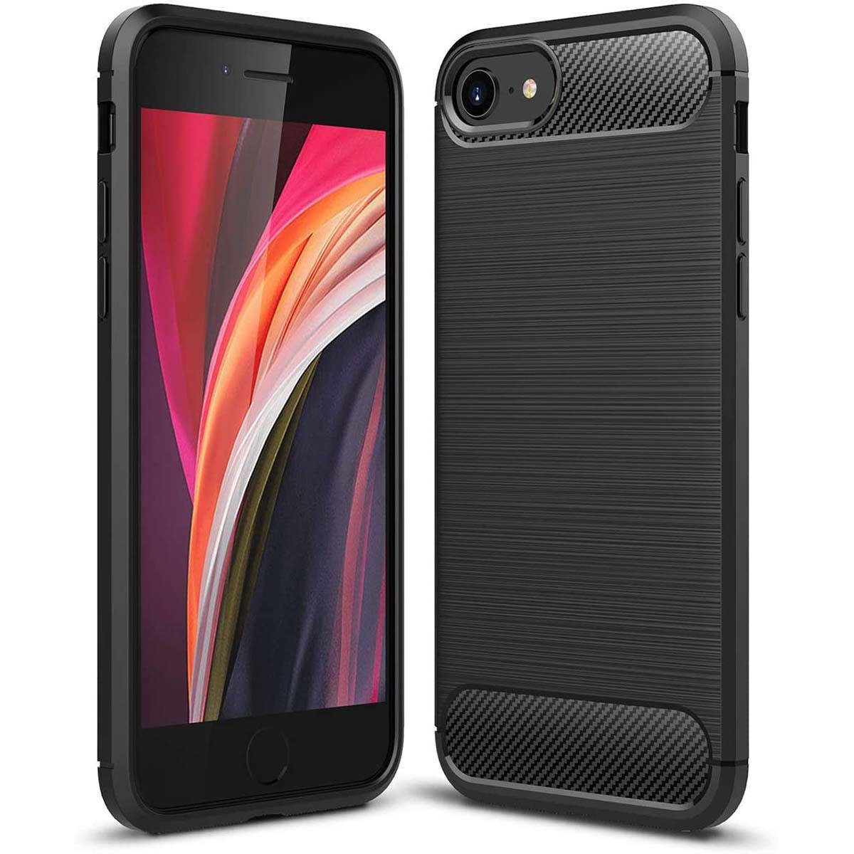 Funda Gel Tpu Tipo Carbon Negra para Iphone SE 2020