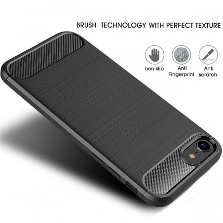 Funda Gel Tpu Tipo Carbon Negra para Iphone SE 2020
