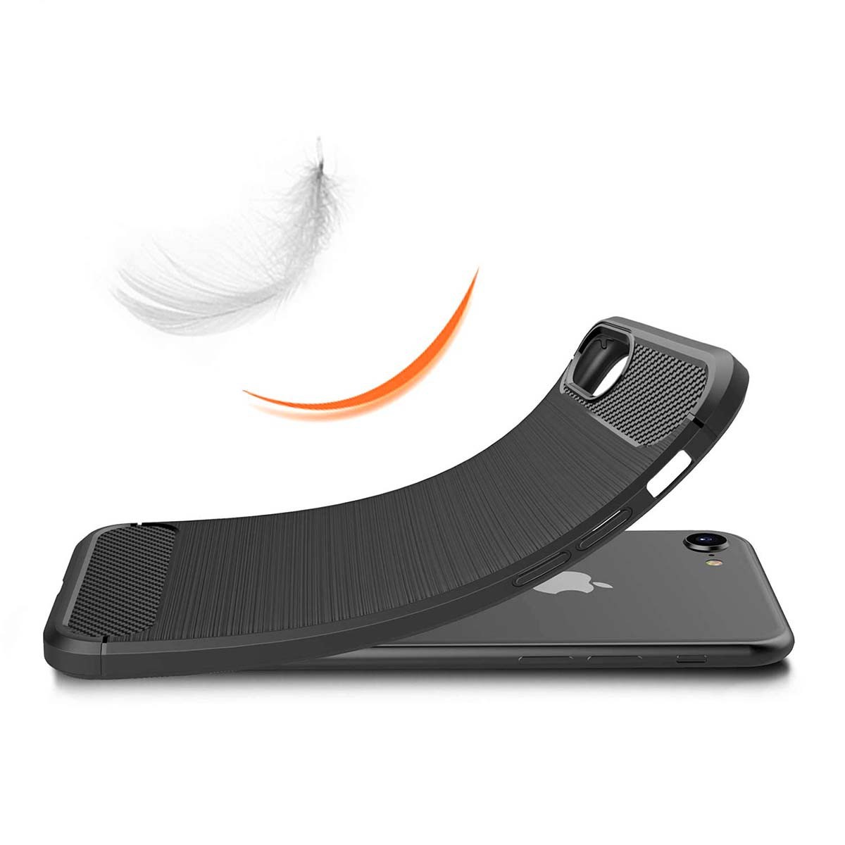 Funda Gel Tpu Tipo Carbon Negra para Iphone SE 2020