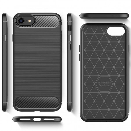 Funda Gel Tpu Tipo Carbon Negra para Iphone SE 2020