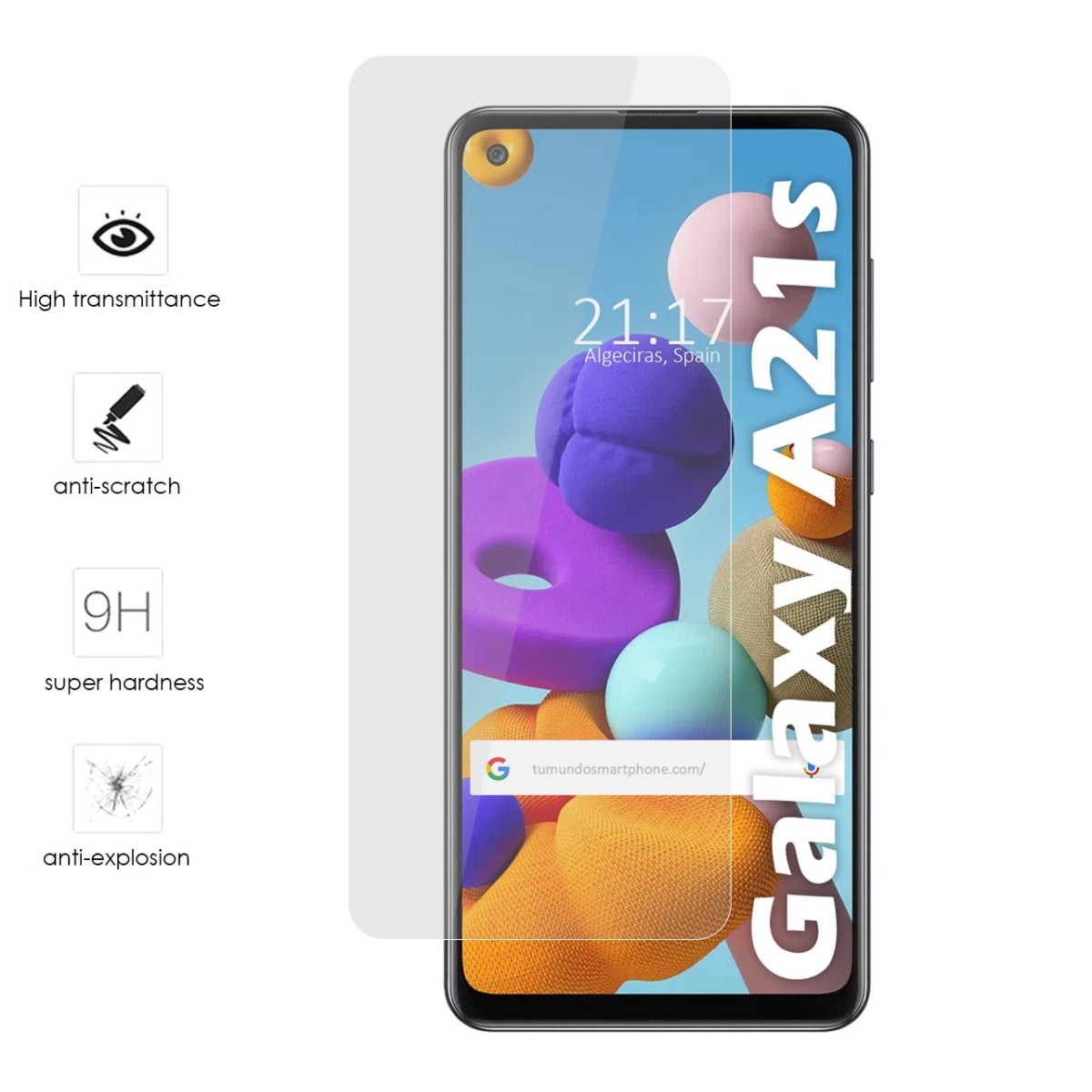 Protector Cristal Templado para Samsung Galaxy A21s Vidrio