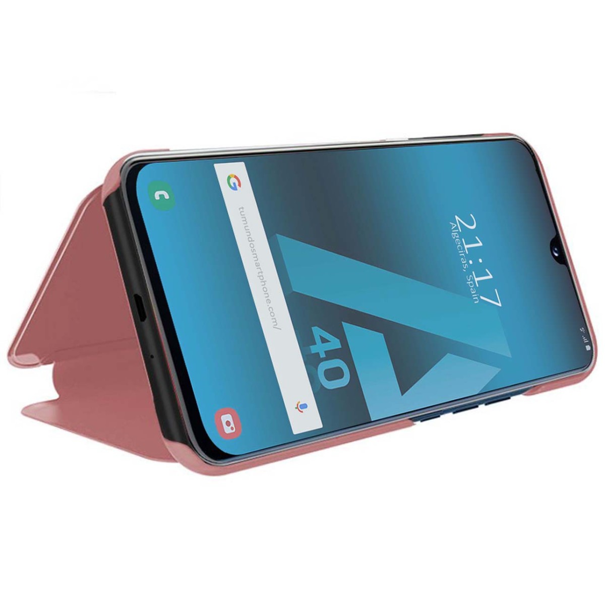 Funda Flip Cover Clear View para Samsung Galaxy A40 color Rosa