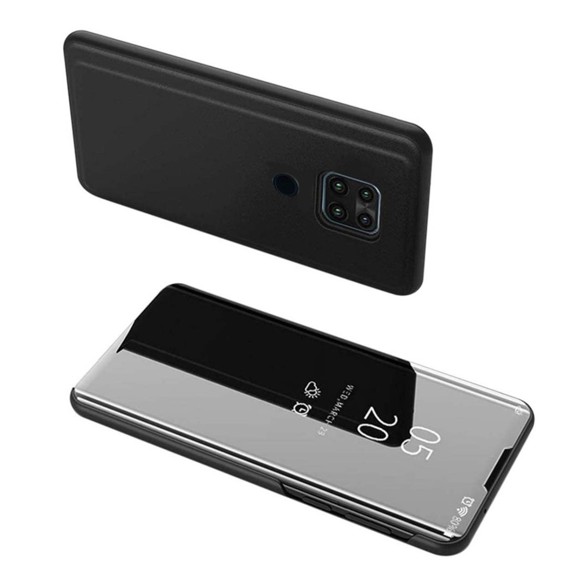Funda Flip Cover Clear View para Xiaomi Redmi Note 9 color Negra