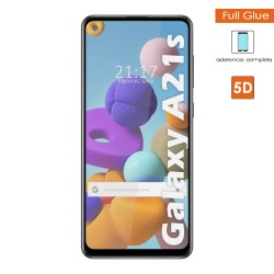 Protector Cristal Templado Completo 5D Full Glue Negro para Samsung Galaxy A21s 2