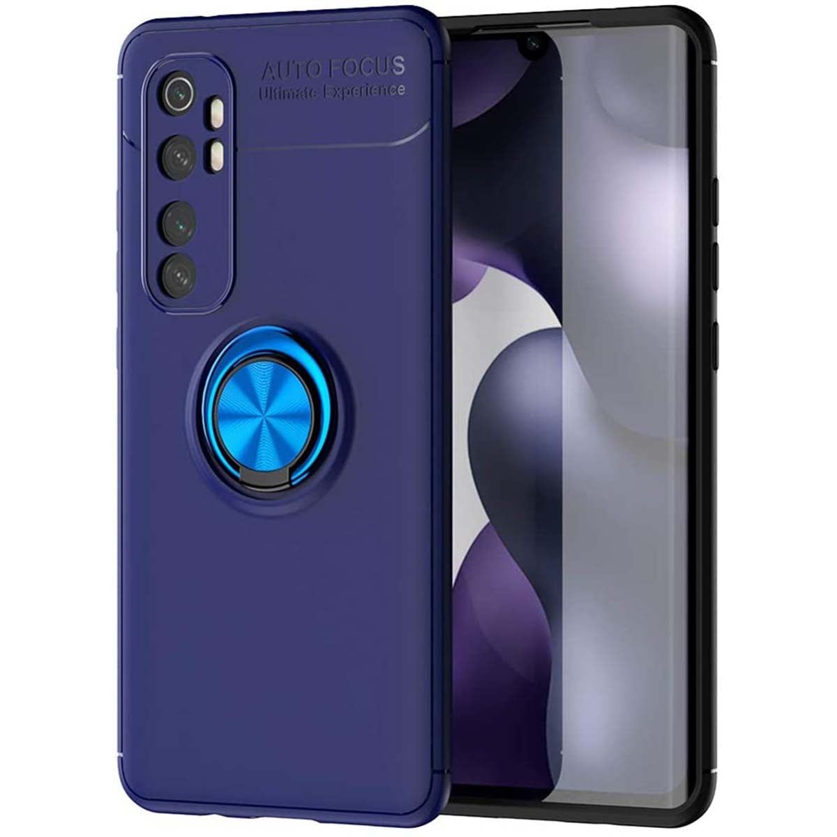 Funda Magnetica Soporte con Anillo Giratorio 360 para Xiaomi Mi Note 10 Lite Azul