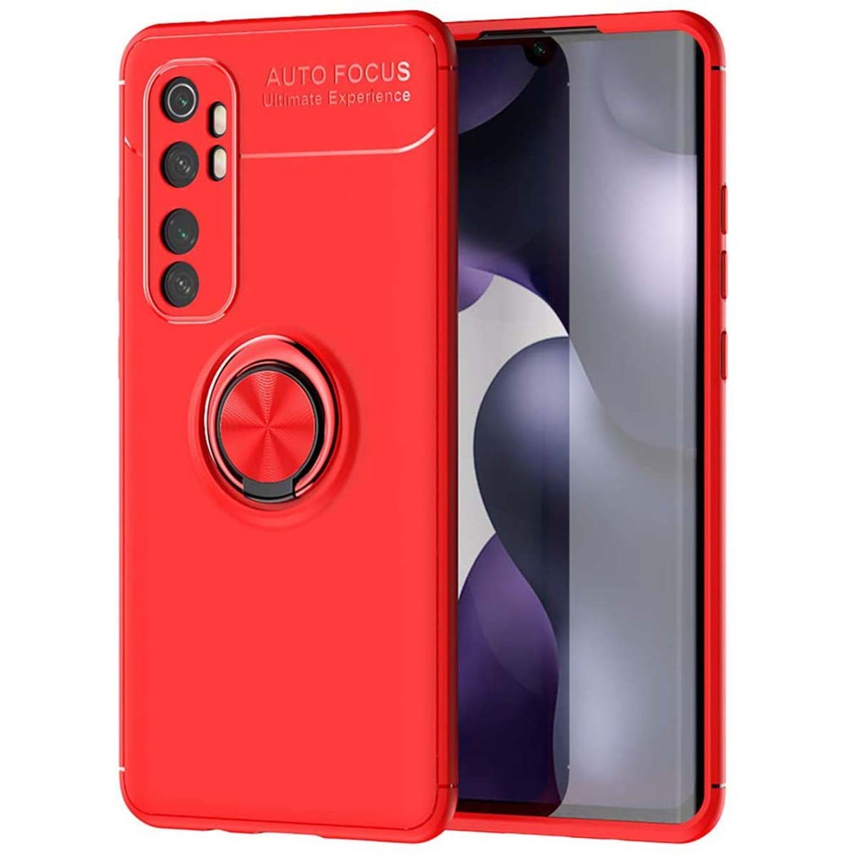 Funda Magnetica Soporte con Anillo Giratorio 360 para Xiaomi Mi Note 10 Lite Roja