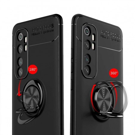 Funda Magnetica Soporte con Anillo Giratorio 360 para Xiaomi Mi Note 10 Lite Roja