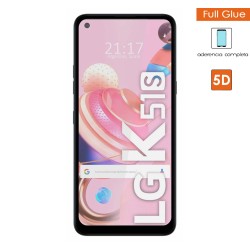 Protector Cristal Templado Completo 5D Full Glue Negro para Lg K51s Vidrio 2