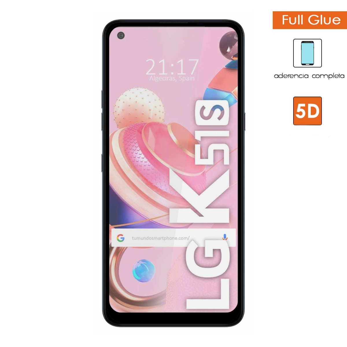 Protector Cristal Templado Completo 5D Full Glue Negro para Lg K51s Vidrio