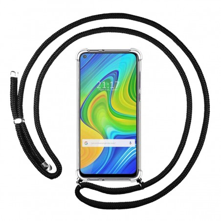 Funda Colgante Transparente para Xiaomi Redmi Note 9 con Cordon Negro