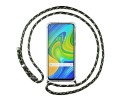 Funda Colgante Transparente para Xiaomi Redmi Note 9 con Cordon Verde / Dorado