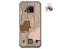 Funda Gel Tpu para Doogee S95 Pro diseño Corazones Madera Dibujos