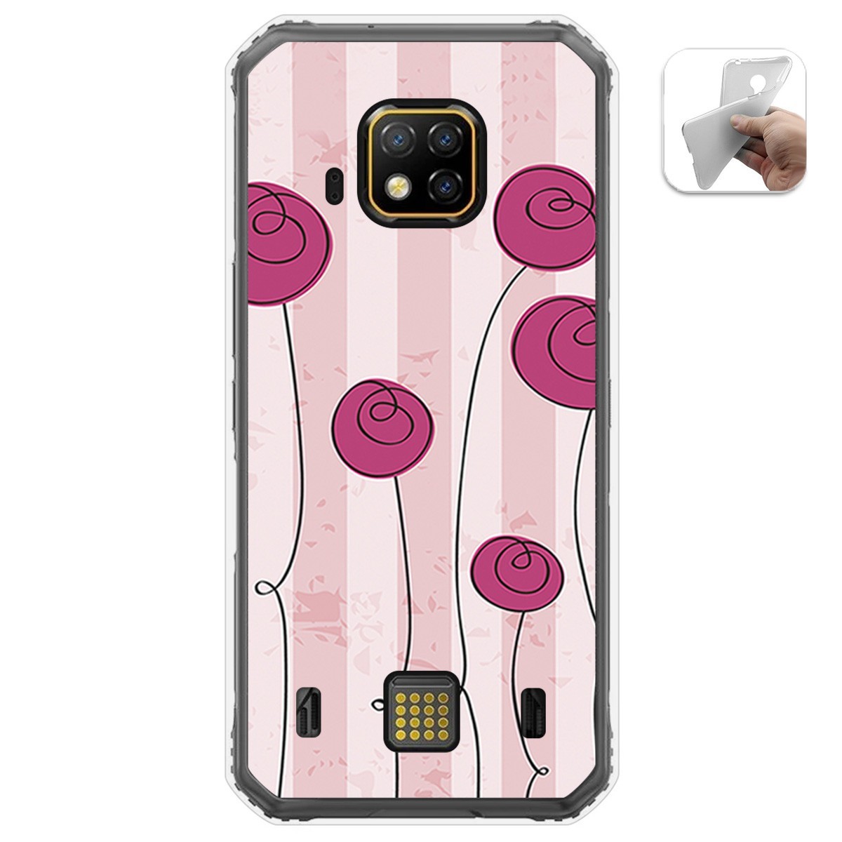 Funda Gel Tpu para Doogee S95 Pro diseño Flores Vintage Dibujos