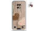 Funda Gel Tpu para Blackview BV9800 / BV9800 PRO diseño Corazones Madera Dibujos