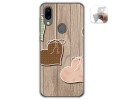 Funda Gel Tpu para Umidigi A3X diseño Corazones Madera Dibujos