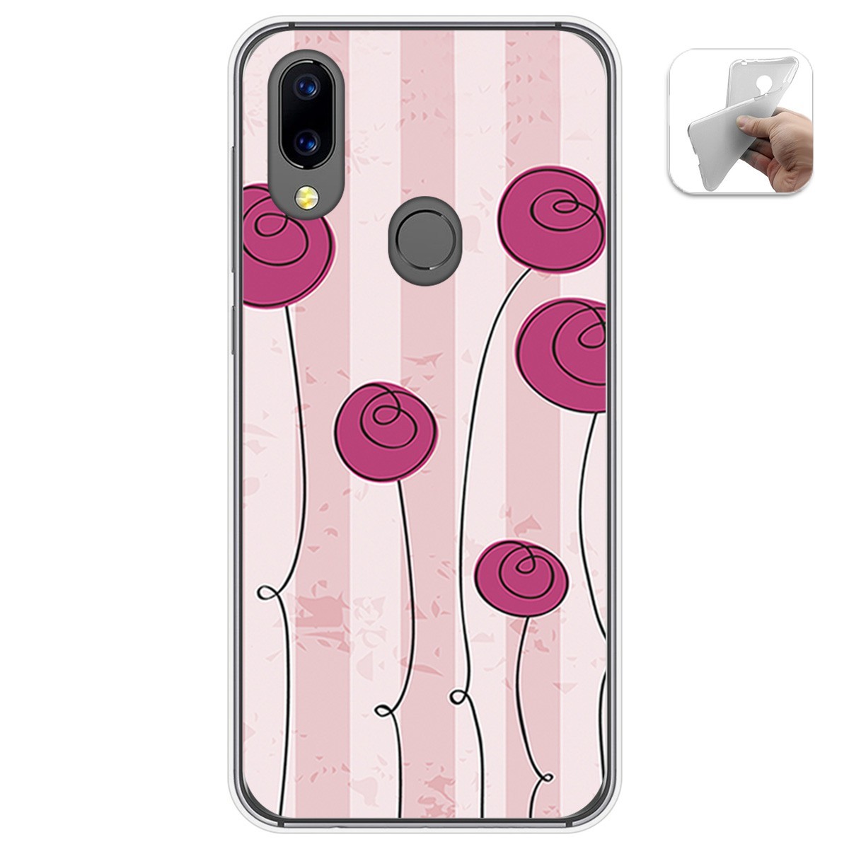 Funda Gel Tpu para Umidigi A3X diseño Flores Vintage Dibujos