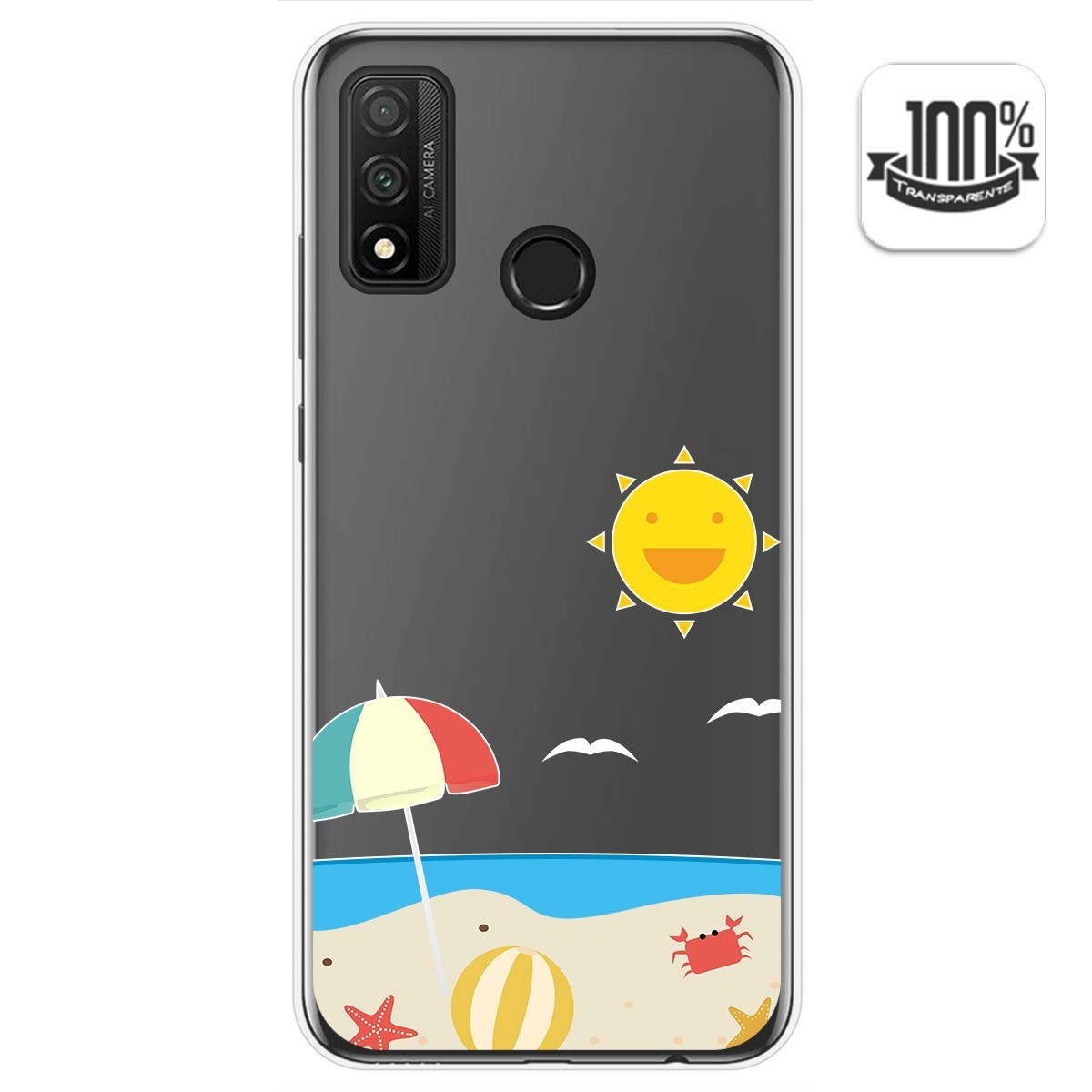 Funda Gel Transparente para Huawei P Smart 2020 diseño Playa Dibujos