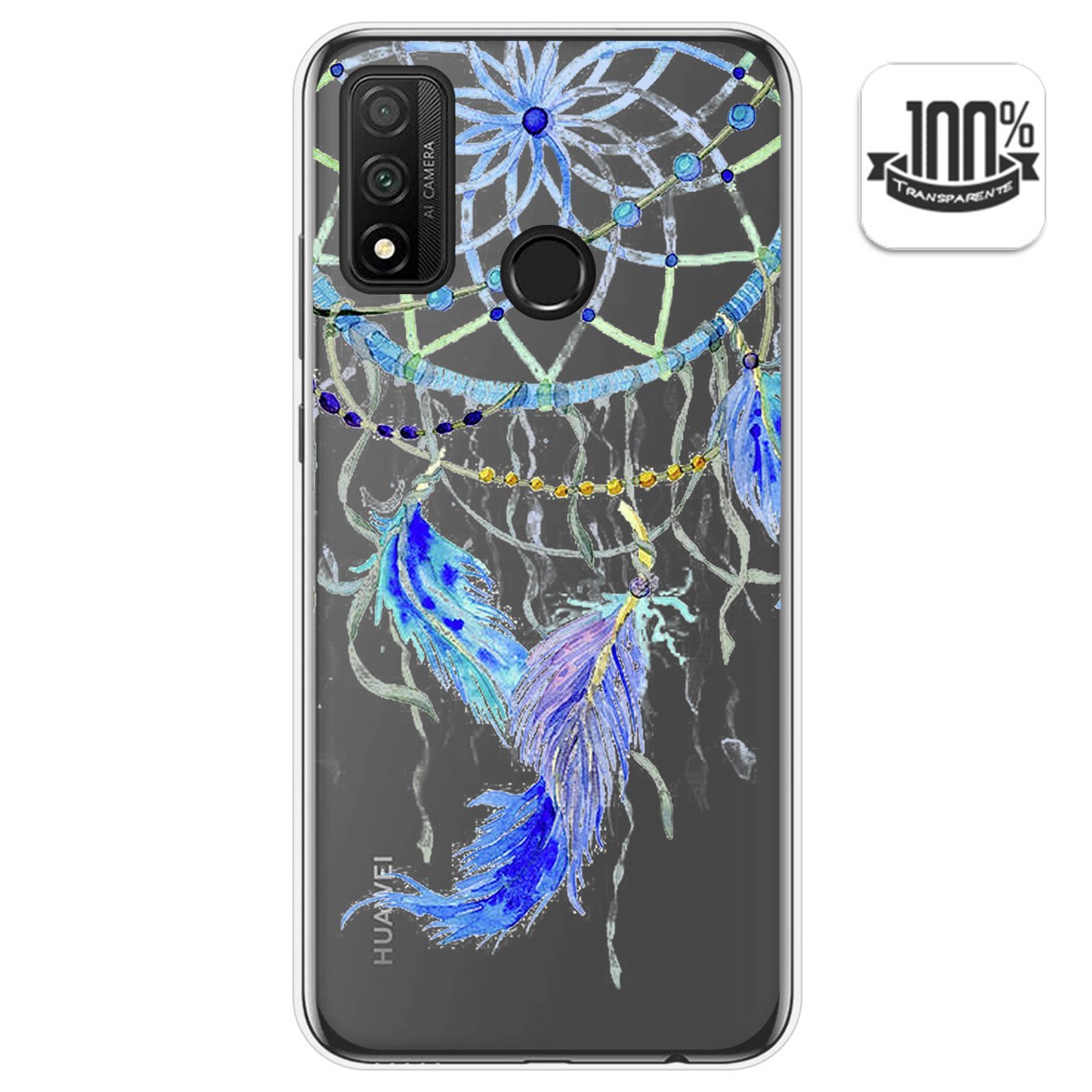 Funda Gel Transparente para Huawei P Smart 2020 diseño Plumas Dibujos
