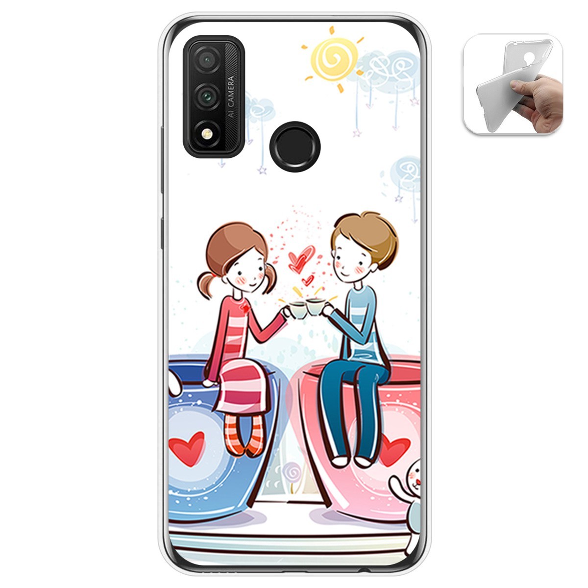 Funda Gel Tpu para Huawei P Smart 2020 diseño Café Dibujos