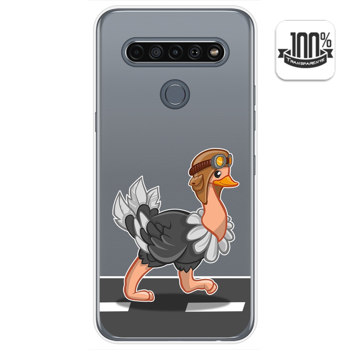 Funda Gel Transparente para Lg K61 diseño Avestruz Dibujos