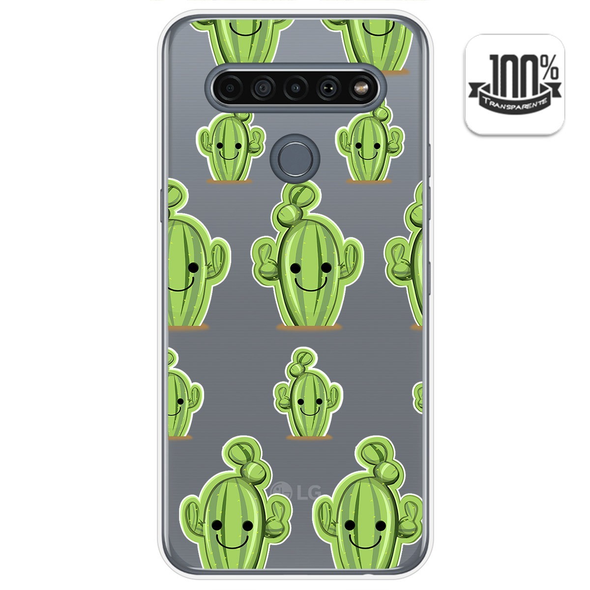 Funda Gel Transparente para Lg K61 diseño Cactus Dibujos