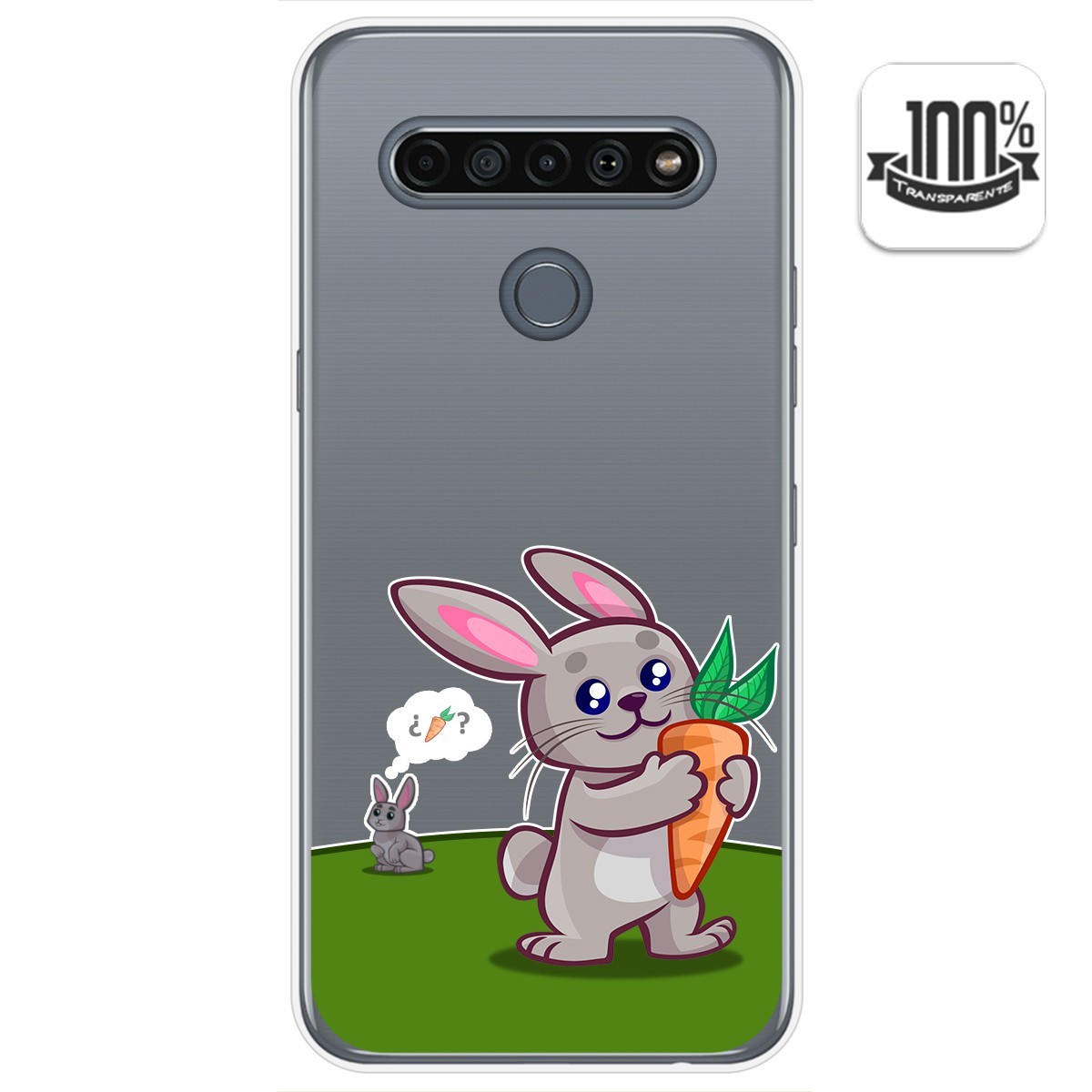 Funda Gel Transparente para Lg K61 diseño Conejo Dibujos