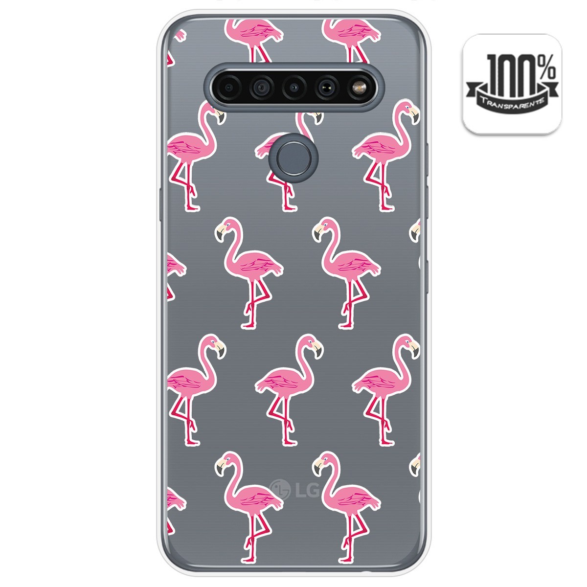 Funda Gel Transparente para Lg K61 diseño Flamenco Dibujos