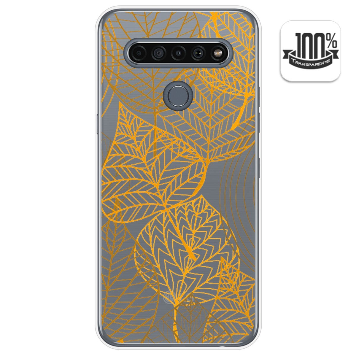 Funda Gel Transparente para Lg K61 diseño Hojas Dibujos