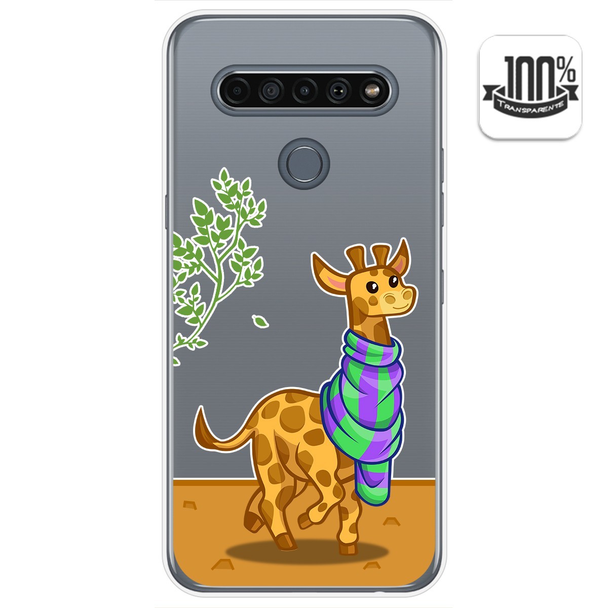 Funda Gel Transparente para Lg K61 diseño Jirafa Dibujos