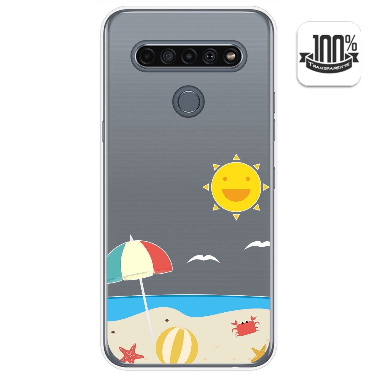 Funda Gel Transparente para Lg K61 diseño Playa Dibujos