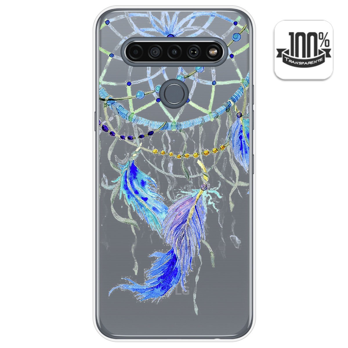 Funda Gel Transparente para Lg K61 diseño Plumas Dibujos