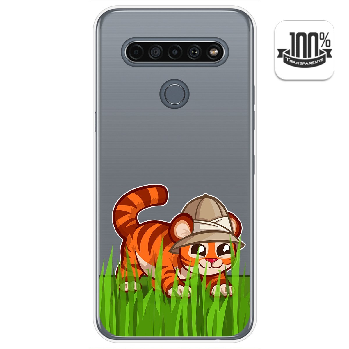 Funda Gel Transparente para Lg K61 diseño Tigre Dibujos