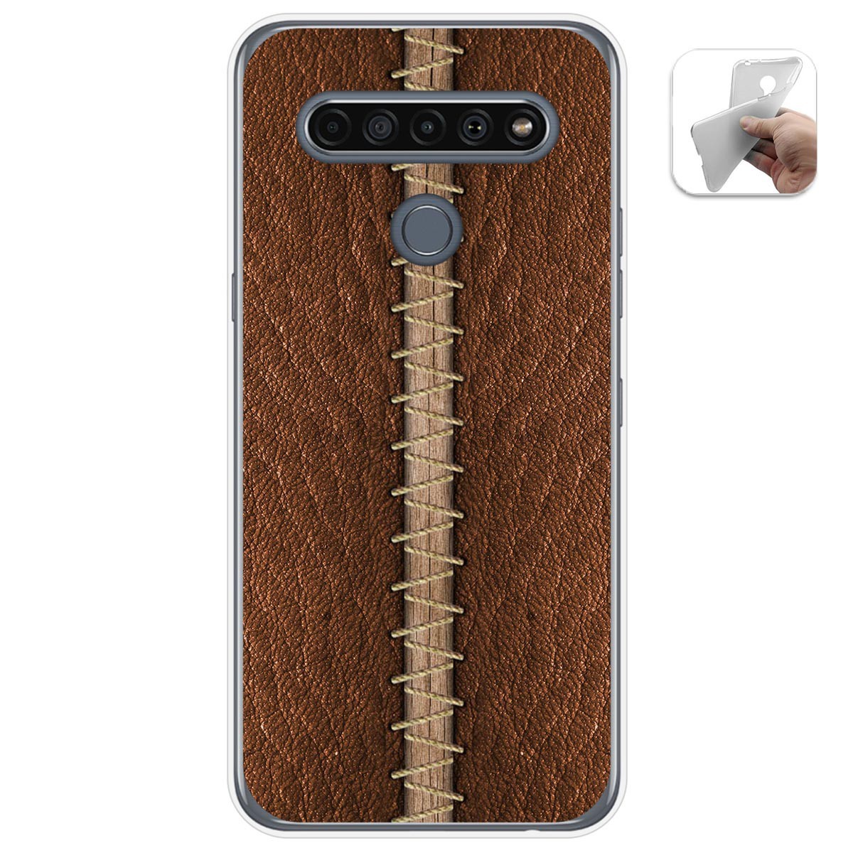 Funda Gel Tpu para Lg K61 diseño Cuero 01 Dibujos