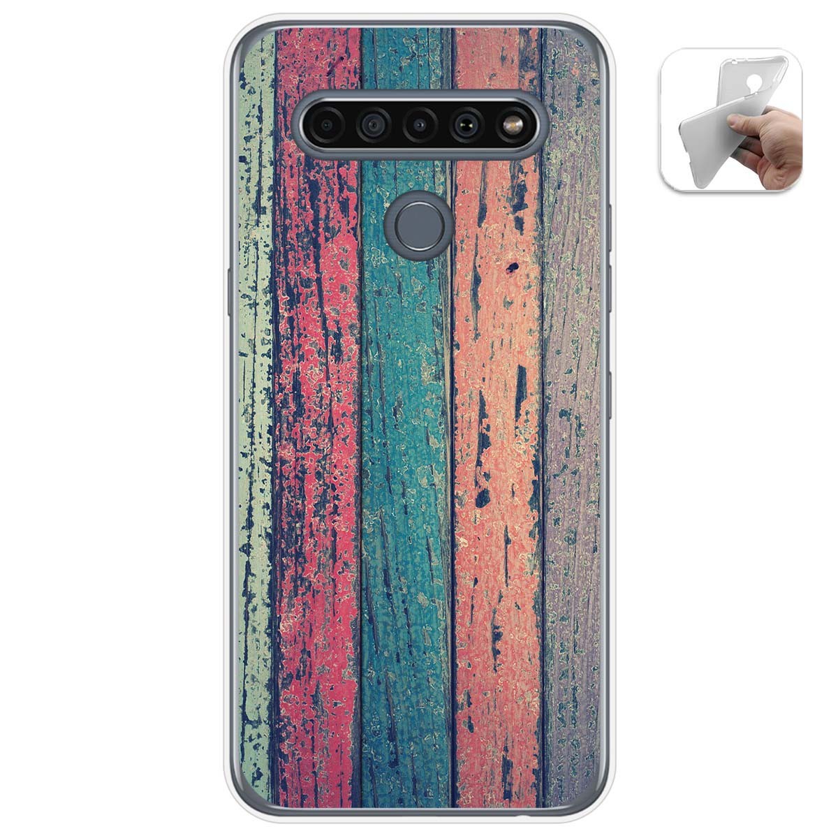 Funda Gel Tpu para Lg K61 diseño Madera 10 Dibujos