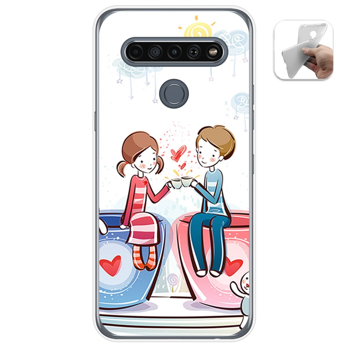 Funda Gel Tpu para Lg K61 diseño Café Dibujos