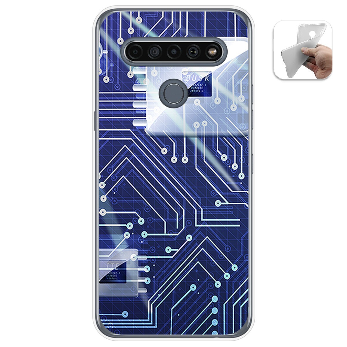 Funda Gel Tpu para Lg K61 diseño Circuito Dibujos