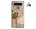 Funda Gel Tpu para Lg K61 diseño Corazones Madera Dibujos