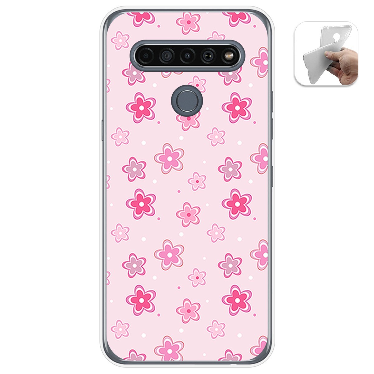 Funda Gel Tpu para Lg K61 diseño Flores Dibujos