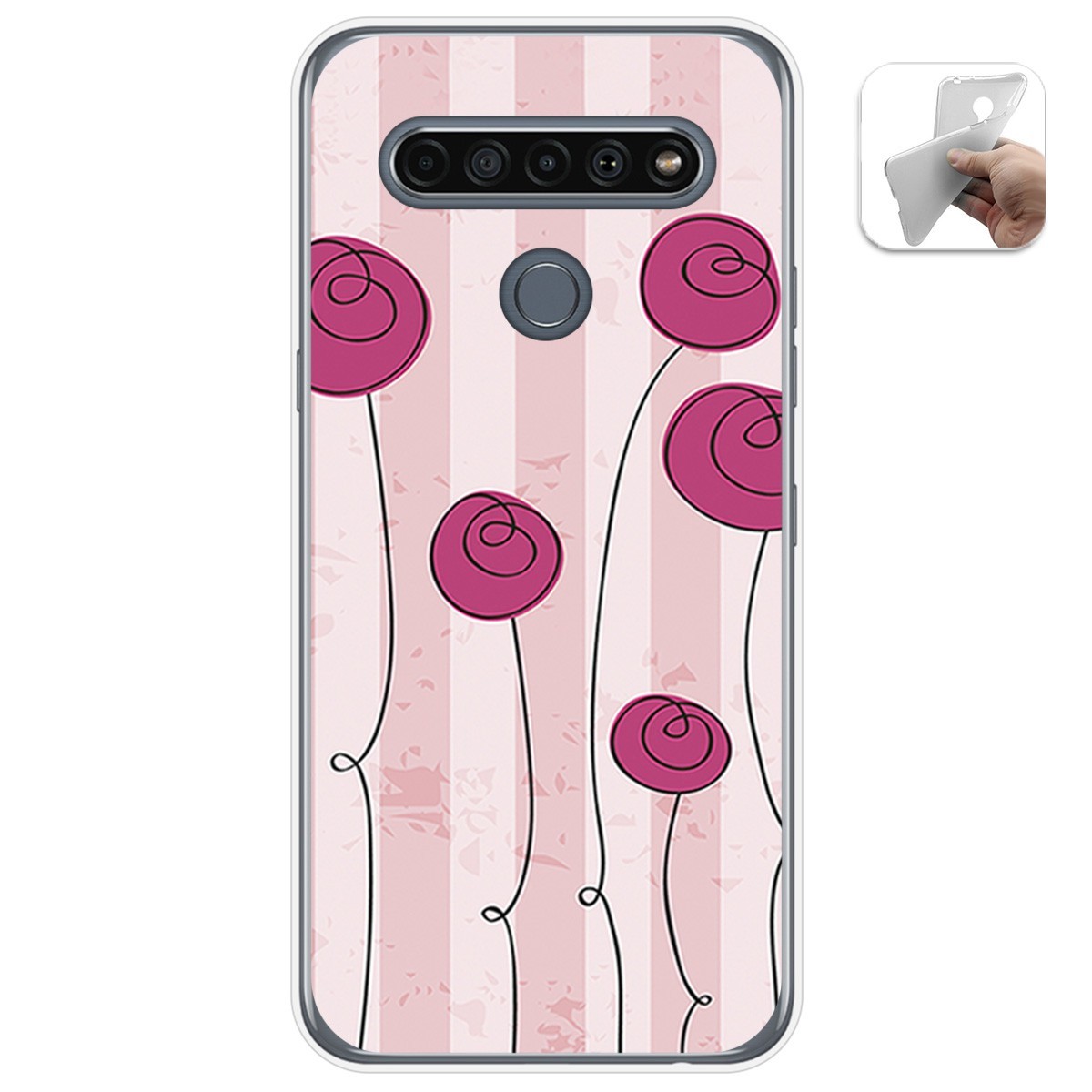 Funda Gel Tpu para Lg K61 diseño Flores Vintage Dibujos