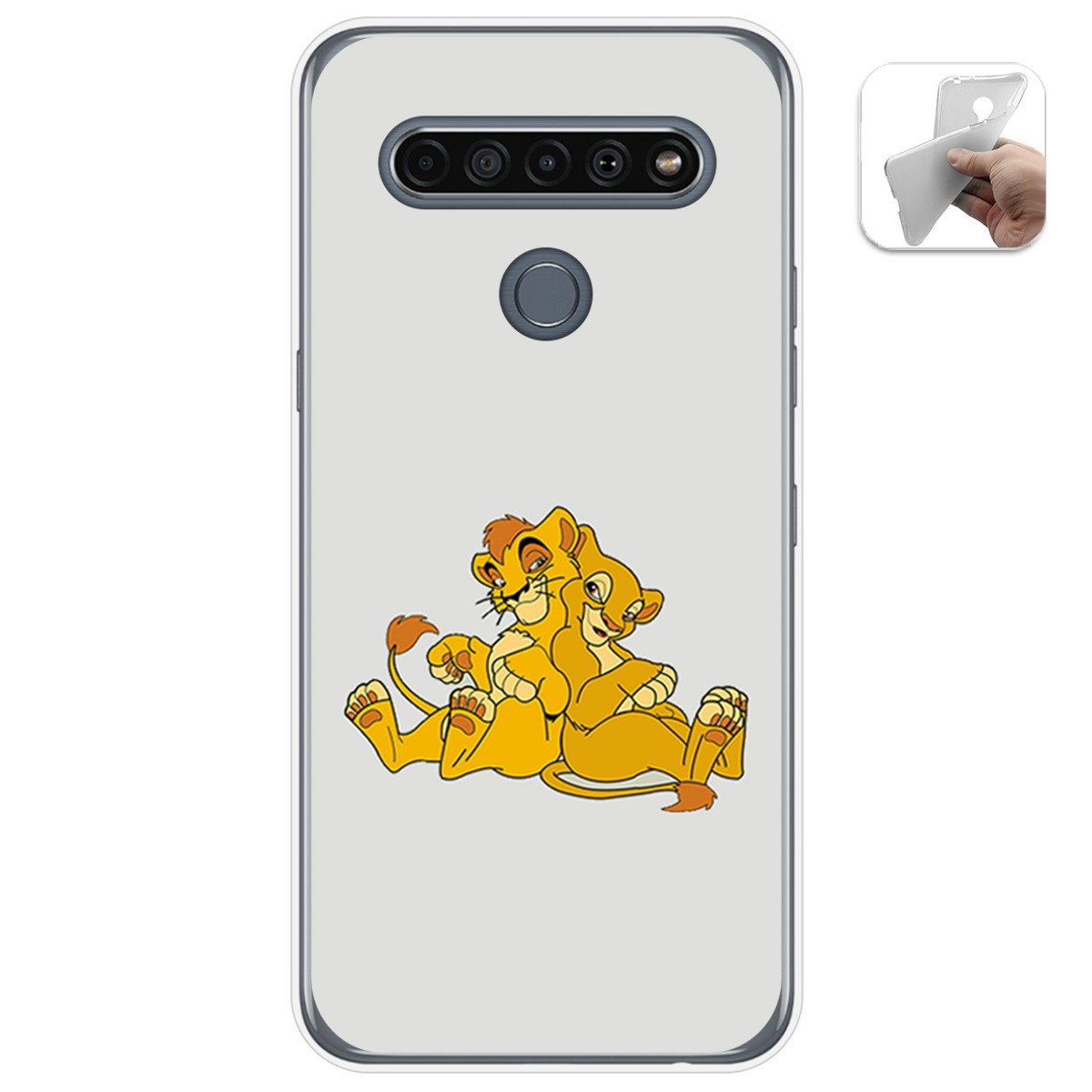 Funda Gel Tpu para Lg K61 diseño Leones Dibujos