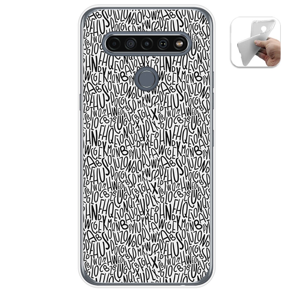 Funda Gel Tpu para Lg K61 diseño Letras Dibujos