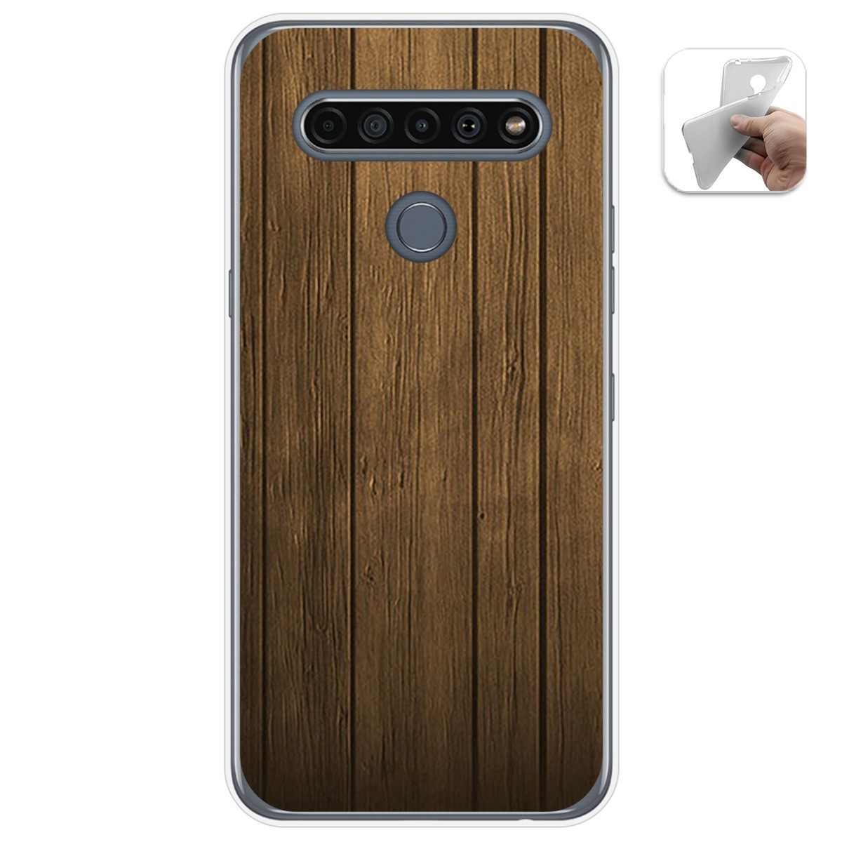Funda Gel Tpu para Lg K61 diseño Madera Dibujos
