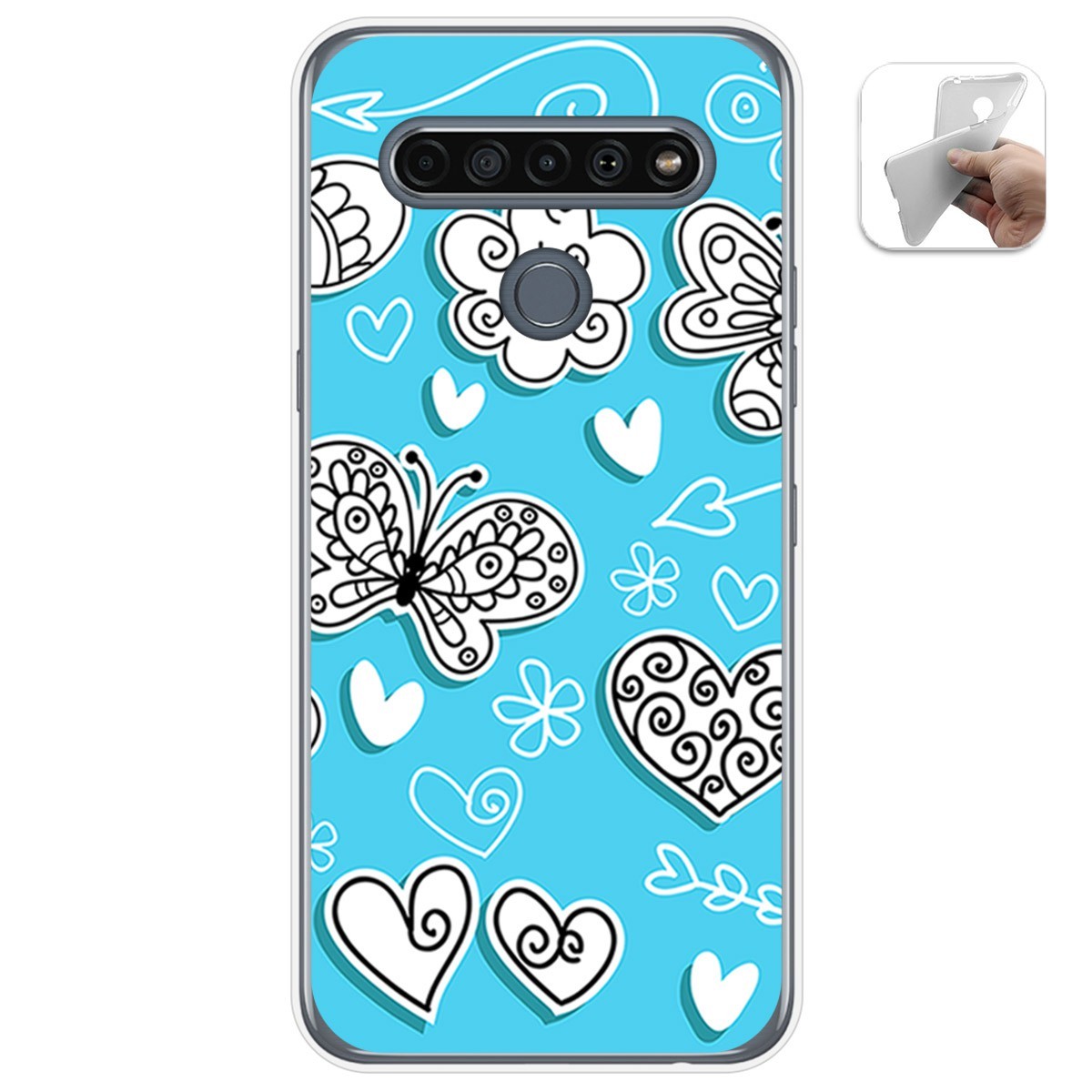 Funda Gel Tpu para Lg K61 diseño Mariposas Dibujos